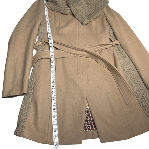 Anthropologie Elevenses Women's SZ M Judith Shawl Camel Wool Blend Belted Coat - Picture 12 of 13